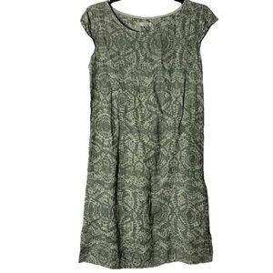 Lina Tomei Italy Green Tribal Bohemian Print Sheath Mini Dress M Beachy Summer